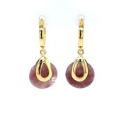 Silver Gold-plated Strawberry Quartz Hoop Earrings GL2019E image