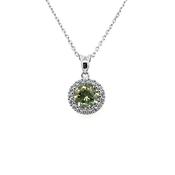 Sterling Silver Peridot CZ Halo Pendant GL701PD