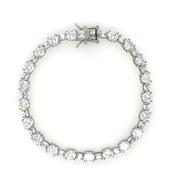 Sterling Silver Round &amp; Oval CZ Tennis Line Bracelet GL735 image