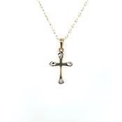 9ct Gold Small Plain Cross White Tips GP875 image