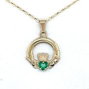 9ct Gold Green CZ Claddagh Pendant 15mm GPZ462 image