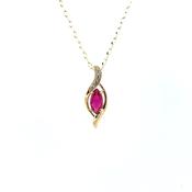 9ct Gold Syn Ruby &amp; CZ Marquise Pendant GPR47 image