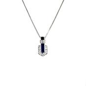 9ct White Gold Sapphire CZ Deco Style Pendant GPS71 image