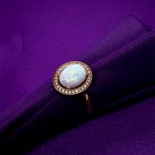 9ct Gold Created Opal &amp; CZ Cluster Ring GRL77 image