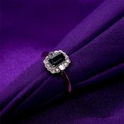 9ct Gold Sapphire &amp; Diamond 0.20ct Rectangular Vintage Lace Ring GRS230 image