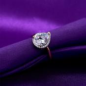 9ct Gold CZ Pear-shaped Halo Ring GRZ172