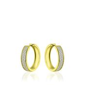 Silver Gold-plated CZ 30mm CZ Hoop Earrings KCD7/30Y