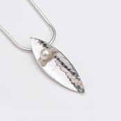 Martina Hamilton Leaf Sterling Silver and Fixed Pearl Pendant LFD3BK