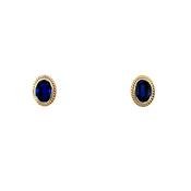 9ct Gold Synthetic Sapphire Oval Stud Earrings GES117 image