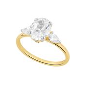 Gold Plated Silver Oval CZ &amp; Pear Shoulder Cluster Ring N2165 image
