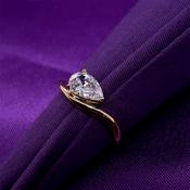 Gold Plated Silver CZ Pear Wave Ring N2170 image