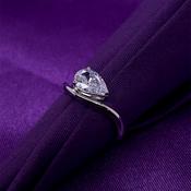 Sterling Silver CZ Pear Wave Ring N2171 image