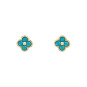 Gold Plated Turquoise Clover Stud Earrings N3783