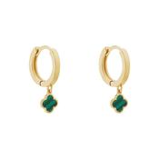 Gold Plated Malachite Clover Huggie Earrings N3785