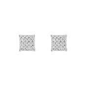 Sterling Silver CZ Pavé Stud Earrings N3871