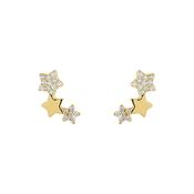 Gold Plated Silver CZ Triple Star Stud Earrings N3875 image