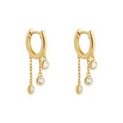 Gold Plated Silver CZ Huggie Layered Chain Drops Earrings N3901 image