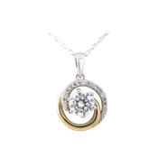 Sterling Silver Cz Set Gold Tone Swirl Pendant N4148 image