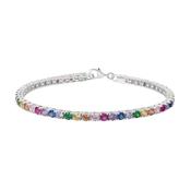 Sterling Silver Multi Colour Cz Claw Set Tennis Bracelet N8242 image