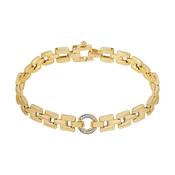Gold Plated Silver 3 CZ Circle Flat Link Bracelet N8250 image