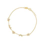 Gold Plated Silver CZ Moon &amp; Star Bracelet N8289 image