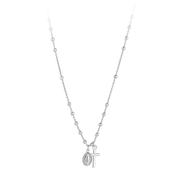 Silver Miraculous Medal &amp; Cross Charm Pendant N9070