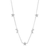 Sterling Silver CZ Moon &amp; Star Necklace N9302 image