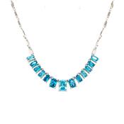 Sterling Silver Teal / Blue CZ Necklace NC356 image