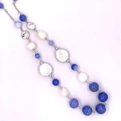 Sterling Silver Penny Pearl &amp; Agate Necklace NC406 image