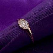 9ct Gold CZ Oval Narrow Signet Ring GRZ404 image