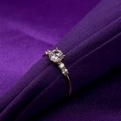 9ct Gold CZ Solitaire &amp; Shoulder Ring GRZ405 image