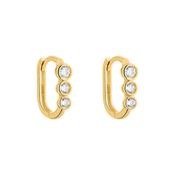 9ct Gold Triple Rubover CZ Oval Huggie Hoop Earrings GEZ811 image