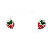 Sterling Silver Enamel Strawberry Stud Earrings NK012/E image