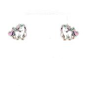 Sterling Silver Enamel Unicorn Stud Earrings NK096/E image