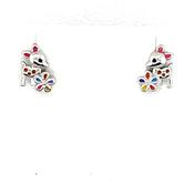 Sterling Silver Enamel Reindeer Stud Earrings NK098/E image