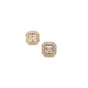 9ct Gold Square CZ Stud Earrings GEZ726 image