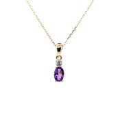 9ct Gold Amethyst &amp; CZ Pendant GPX207 image