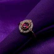 9ct Gold  Created Ruby &amp; CZ Vintage Style Ring GRR143