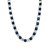 Sterling Silver 4mm Blue CZ Tennis Necklet CN8665SZ