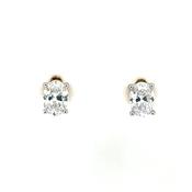 9ct Gold Oval CZ Stud Earrings GEZ789