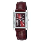 LORUS QUARTZ LADIES STAINLESS STEEL BURGUNDY DIAL STRAP WATCH RG239YX9 image
