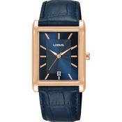 LORUS QUARTZ GENTS ROSE GOLD PLATED BLUE DIAL STRAP WATCH RH942RX9