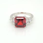 Sterling Silver Square Garnet CZ Ring RSE119 image