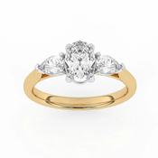 18ct Yellow Gold Lab Grown 1.40ct Oval &amp; Pear Diamond Ring T79 image