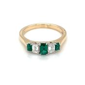 9ct Yellow Gold Lab Grown Emerald &amp; Diamond Five Stone Ring GRE123 image