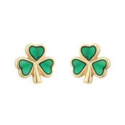 GOLD PLATED ENAMEL SHAMROCK STUD EARRINGS S3110