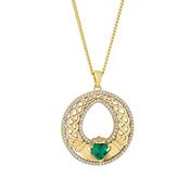 Gold Plated Ornate Crystal Claddagh Pendant S47423 image