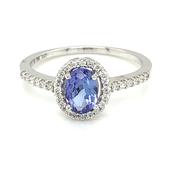 18ct White Gold Tanzanite &amp; Diamond R