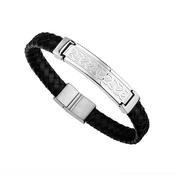 Mens Black Leather Celtic Bracelet S50147 image