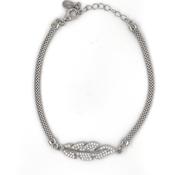 Sterling Silver CZ Feather Mesh Bracelet SB8794 image